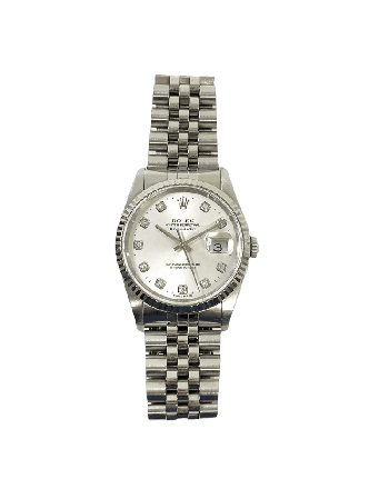 Rolex Detajust 16234 Silver Diamond Dial